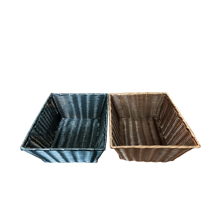 handmade plastic rattan fruit basket for supermarket