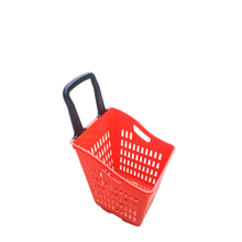 plastic shopping basket with wheels