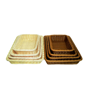 food grade plastic PP rattan display basket for fruit and bread