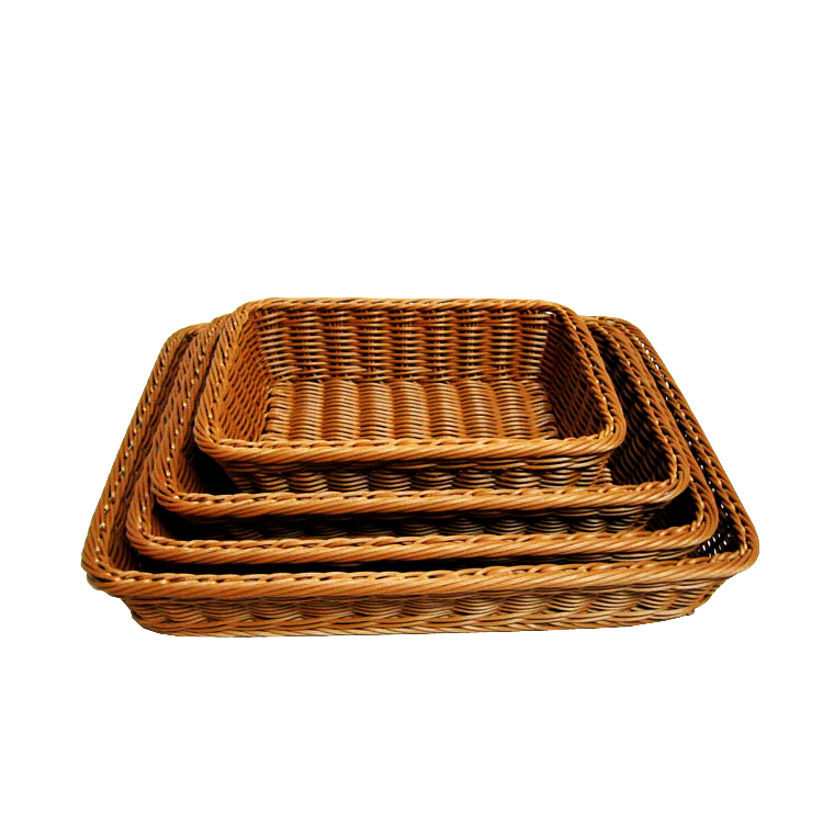  food grade plastic PP rattan display basket for fruit and bread