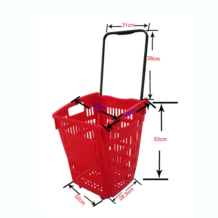 supermarket shopping rolling basket with wheels