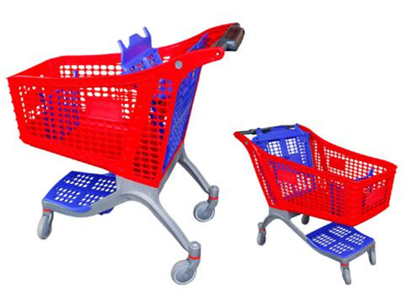 100L plastic shopping carts for supermarket